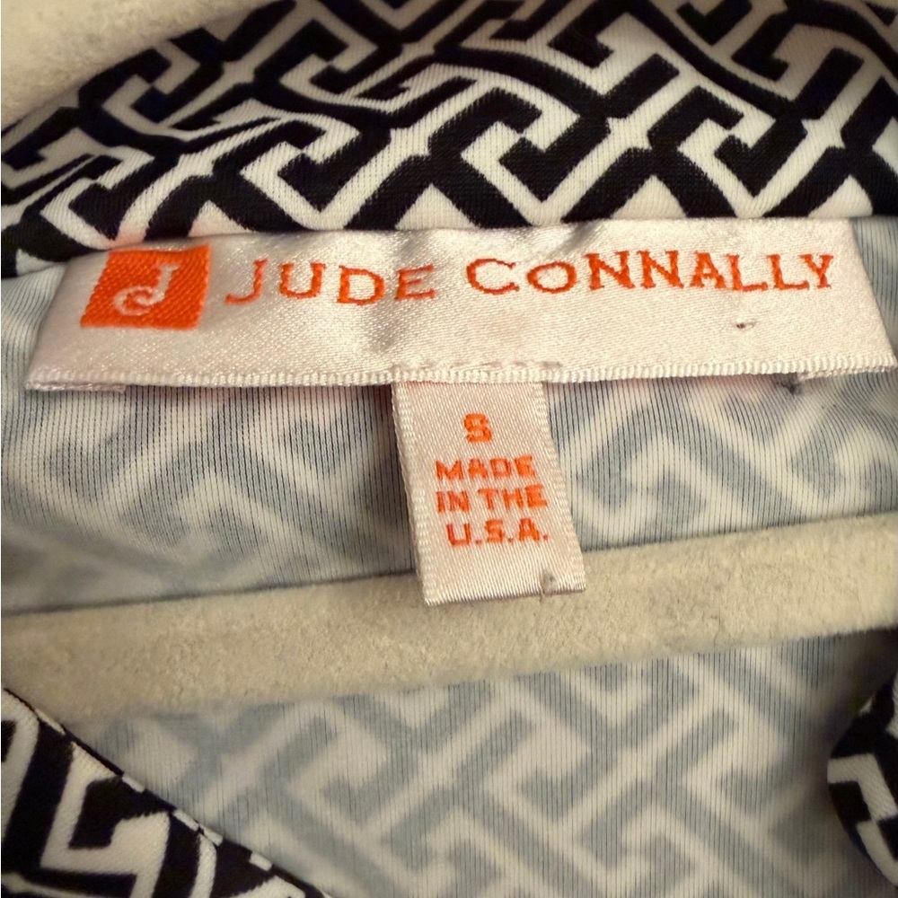 Jude Connally Black and White Split V Neck Patterned Top Size Small - Picture 5 of 5